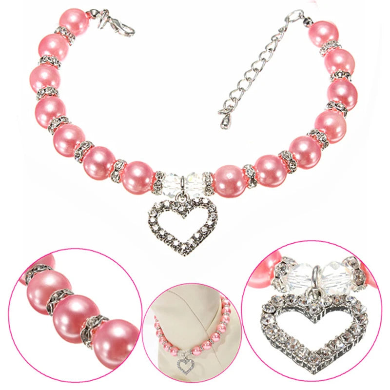 Rhinestone Pearl Collar for Dogs & Cats – Pet Necklace
