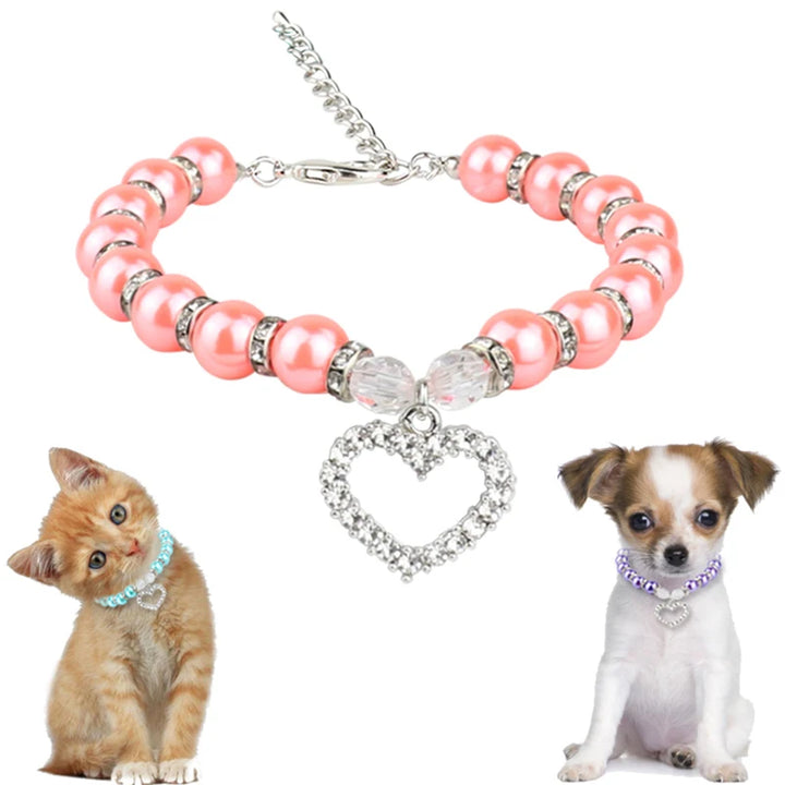 Rhinestone Pearl Collar for Dogs & Cats – Pet Necklace